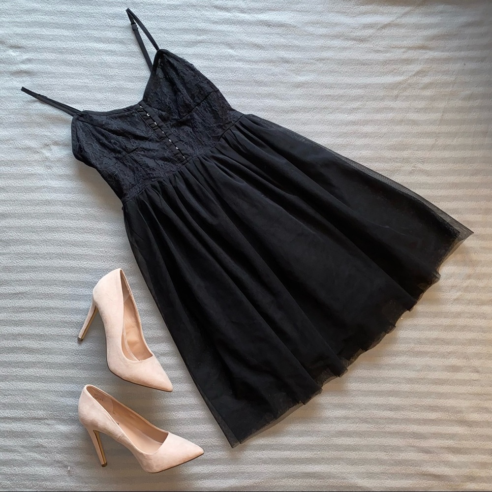 Black lace and tulle dress
